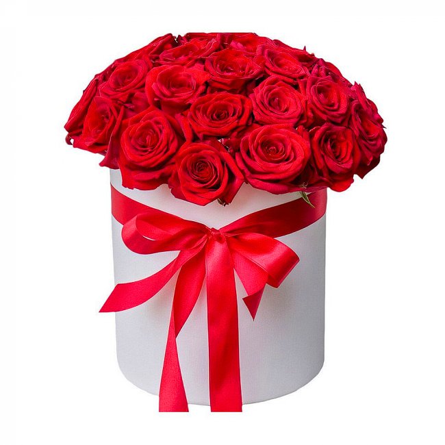 Букет цветов "Шляпная коробка Любовь в розах"